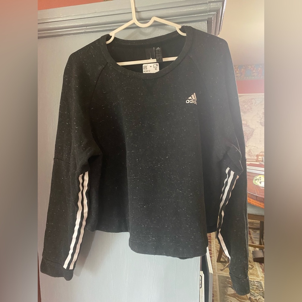 Adidas Black Sweatshirt with White Stripes size L NWT - Picture 1 of 8
